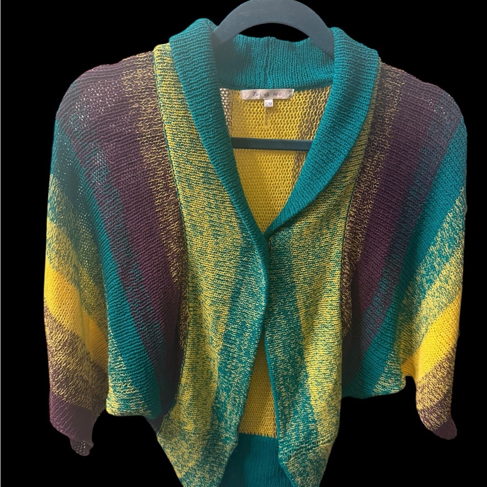 Toi et Moi Colorblock Knit Cocoon Cardigan Oversized Retro Sweater S/M
